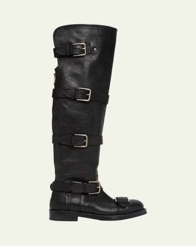 Leather Buckle Ankle Boots